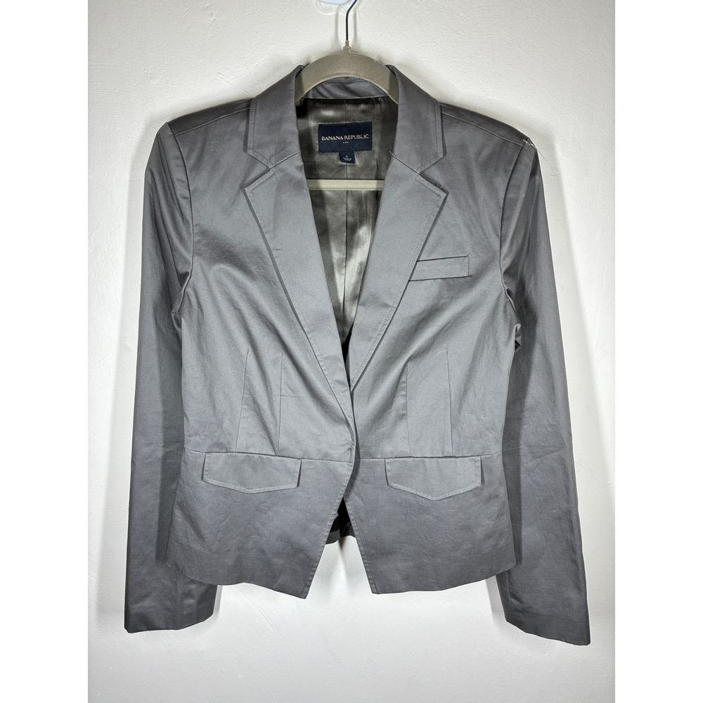 Banana Republic Womens Gray Blazer Jacket Size 6 Neutral Minimalist Corporate